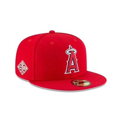 Red Los Angeles Angels Hat - New Era MLB 60th Anniversary Authentic Collection 59FIFTY Fitted Caps USA3281967